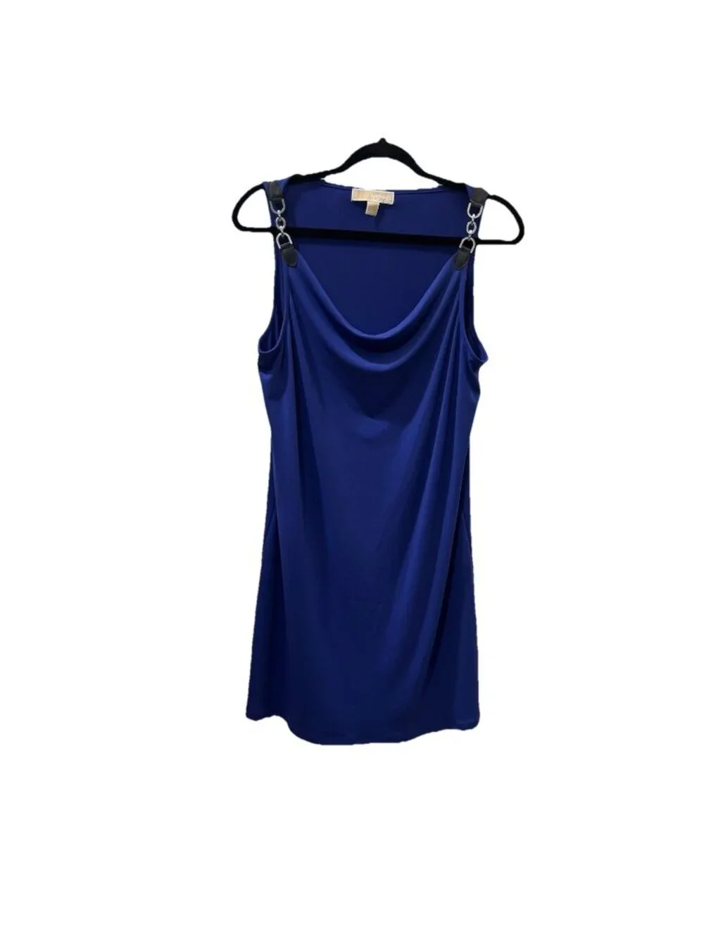 Michael Kors Surf Blue Embelished Short Dress Drapped Front Stretchy Size Large